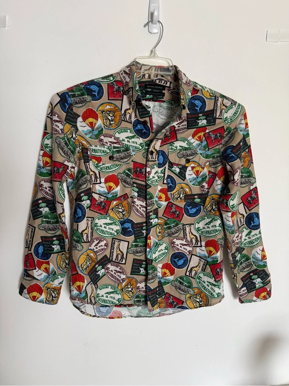 Banana Republic Mens Linen Safari Travel Shirt Small - Long Sleeve Cotton EUC.